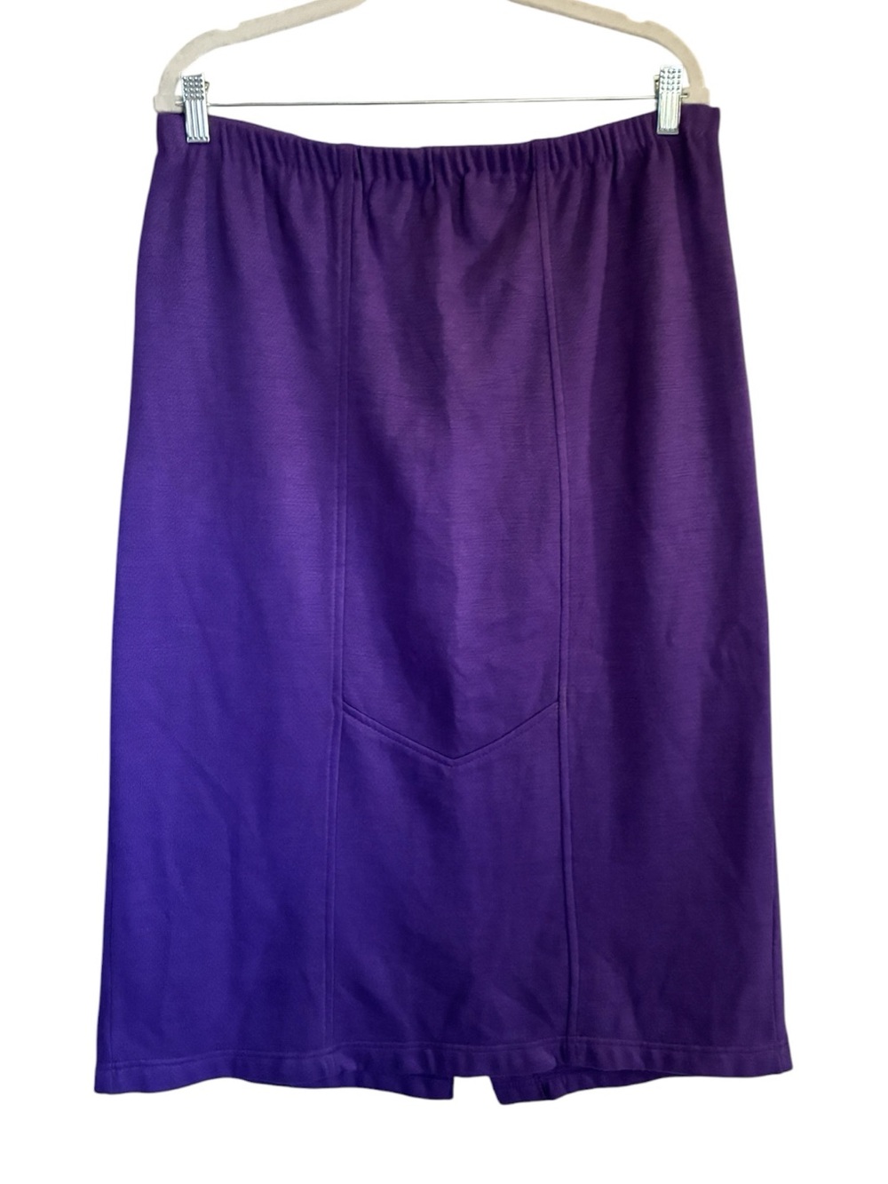 Vintage 80s Athleisure Sporty Retro Midi Skirt Deep Purple Elastic Waist Sz L